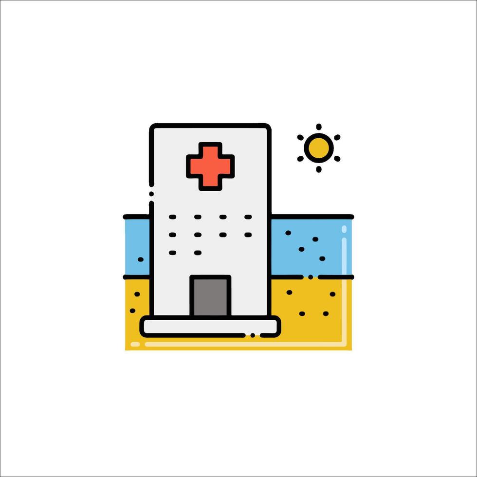 A building with a red cross on it vector