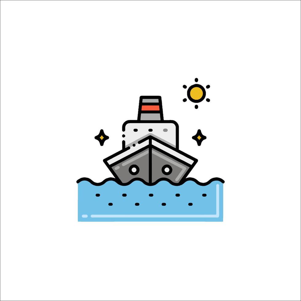 A ship in the ocean with a sun and stars vector