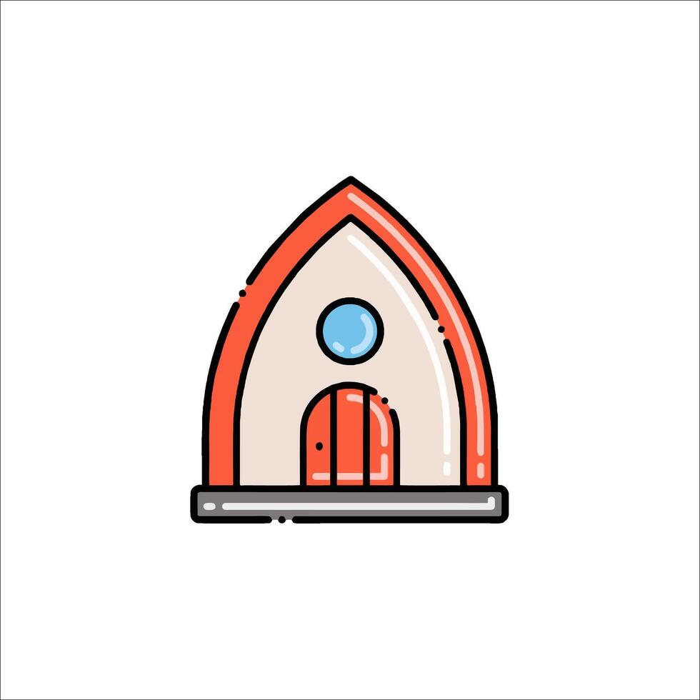 A small house with a door and window vector