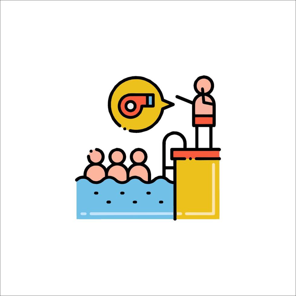 Swimming pool with people in the water vector