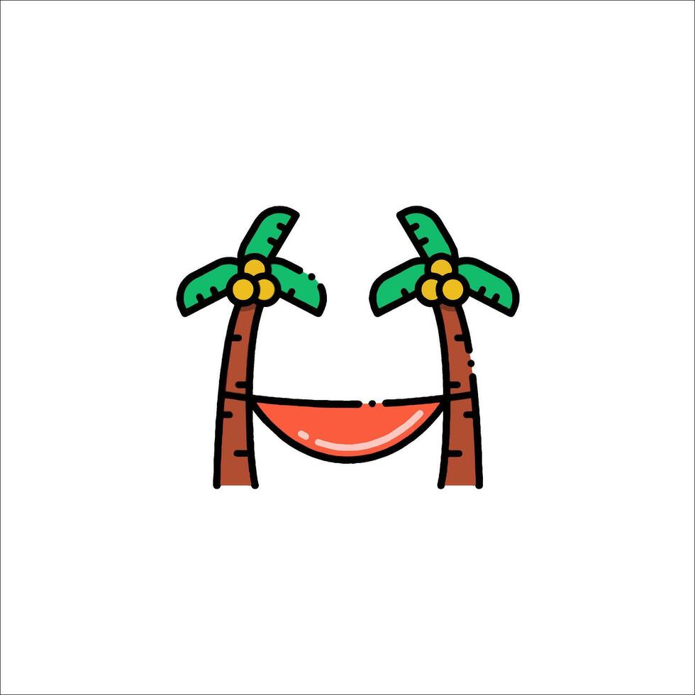A cartoon palm tree with a hammock in the middle vector