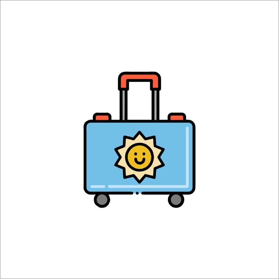 A suitcase with a sun on it and a smile vector