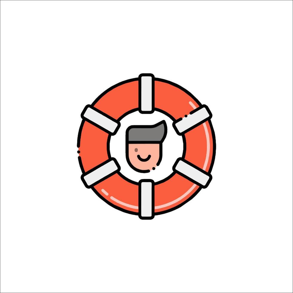 A lifebuoy icon with a man inside vector