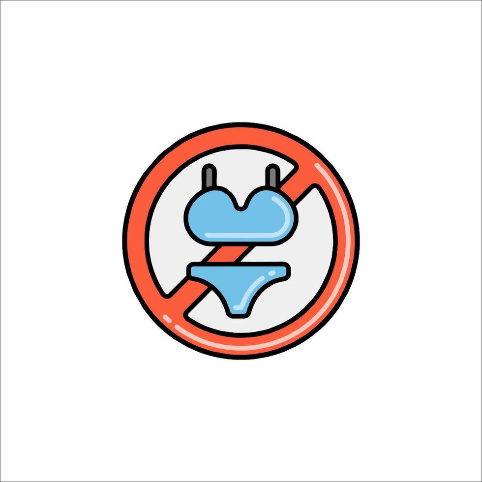 A no underwear sign in a circle with a blue bra vector