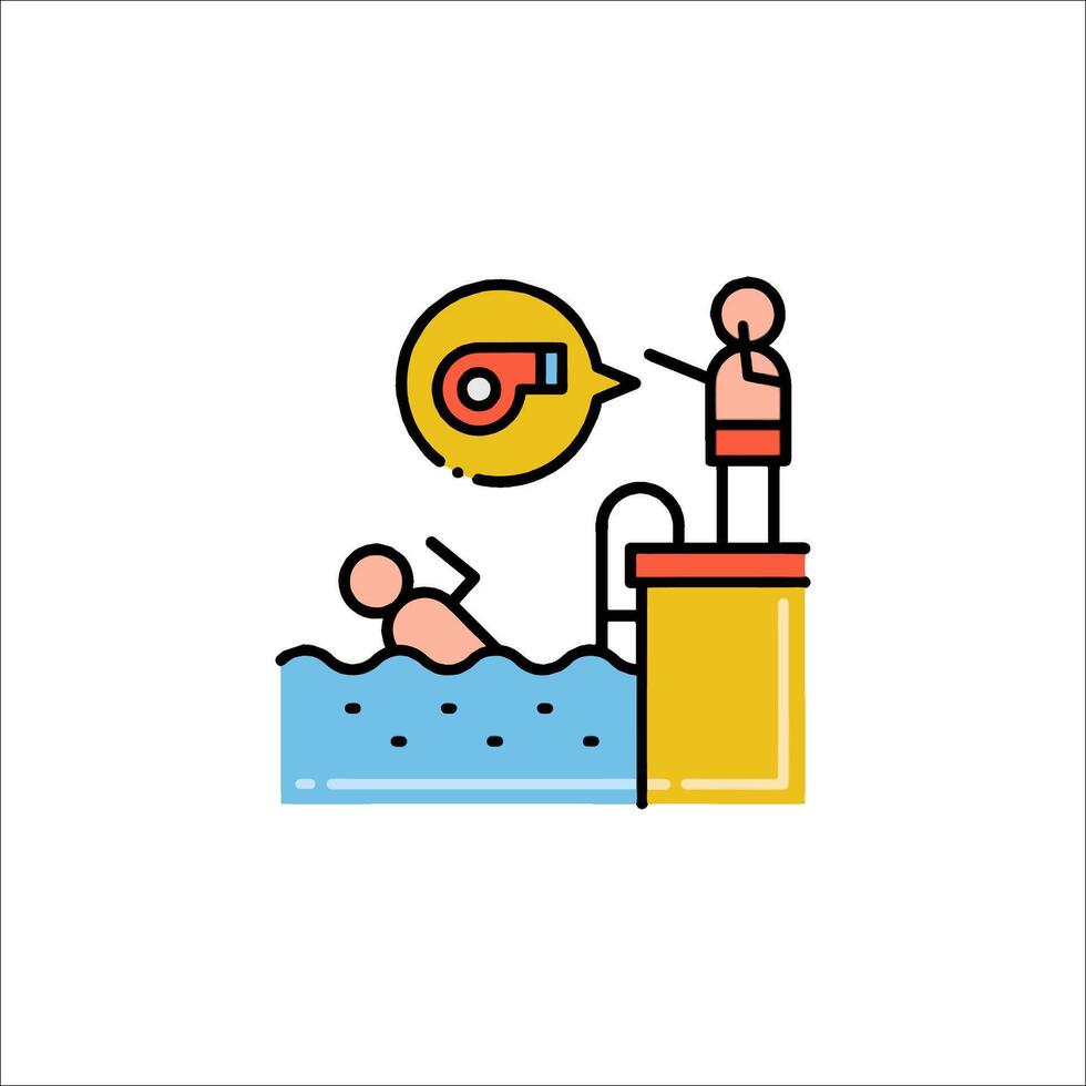 Swimming pool icon with a man and a woman vector