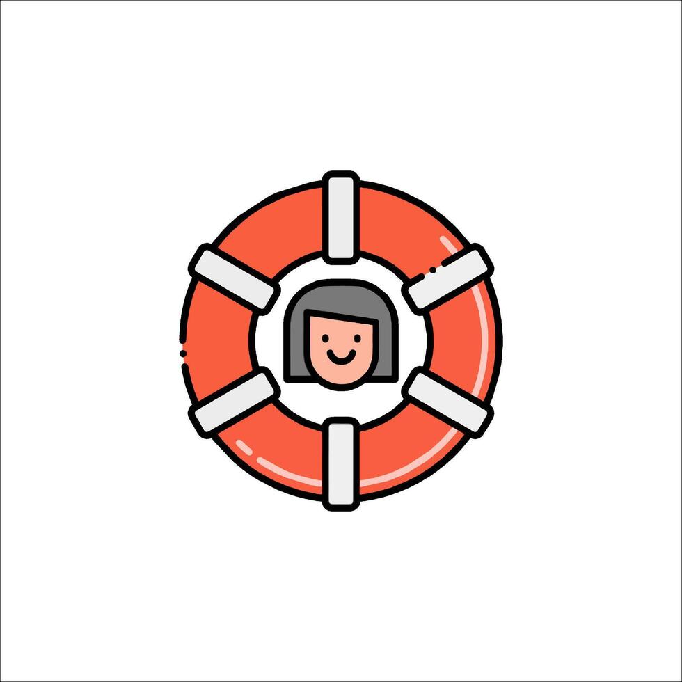 A lifebuoy icon with a man inside vector