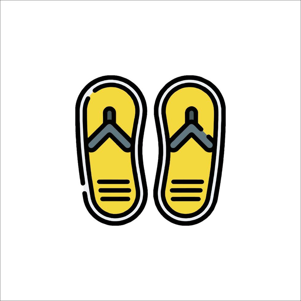 A pair of yellow flip flops on a white background vector