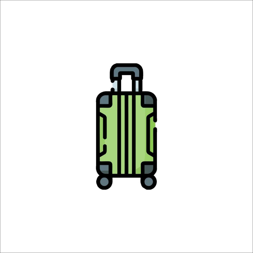 A green suitcase icon on a white background vector