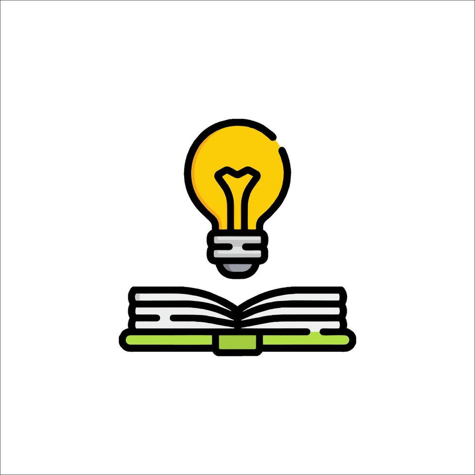 An open book with a light bulb on top vector