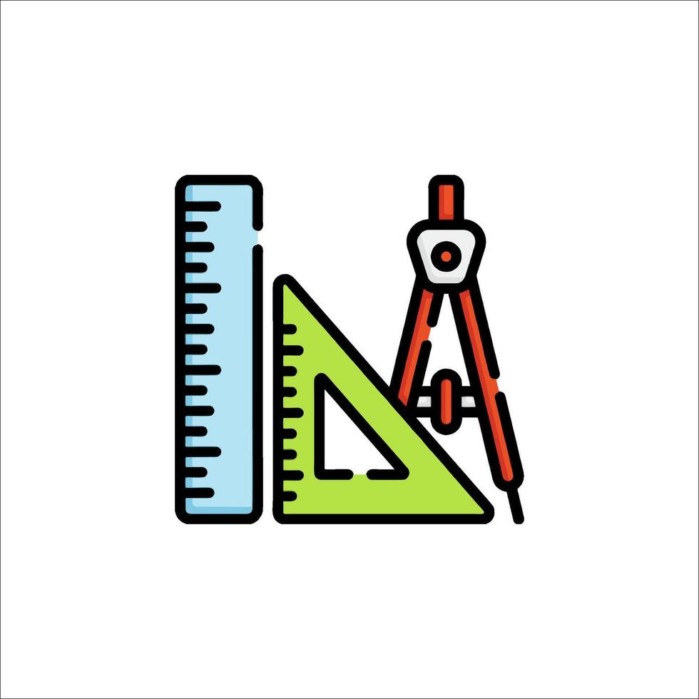 A drawing of a ruler and compass on a white background vector
