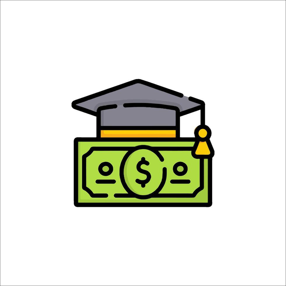 Education icon, money and graduation cap illustration vector