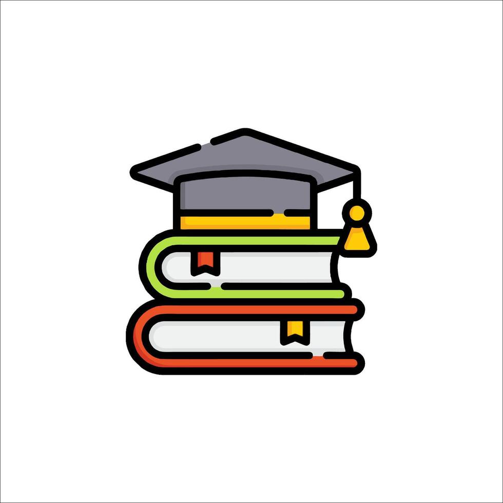 Graduation cap on books icon vector