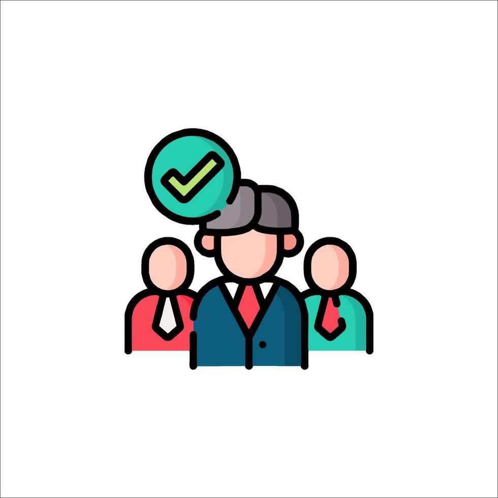 A group of people with a check mark on their head vector