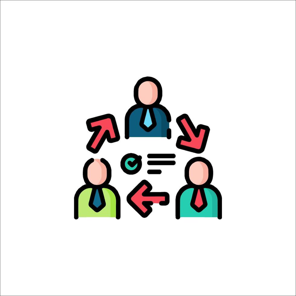A group of people with arrows pointing to them vector