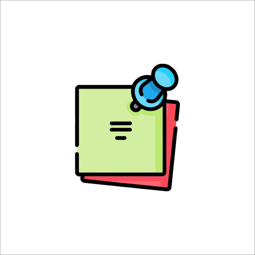A note pad with a pen and a paper clip vector