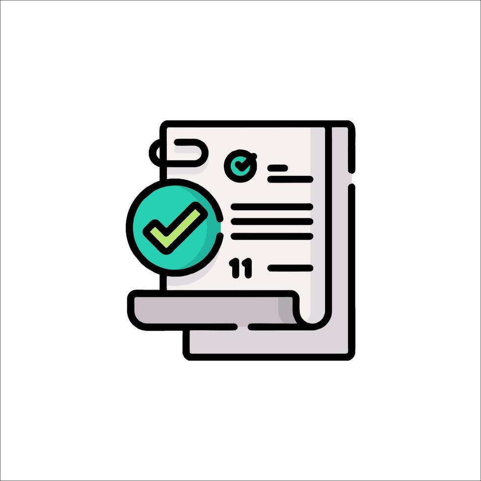 A check mark icon on a paper document vector