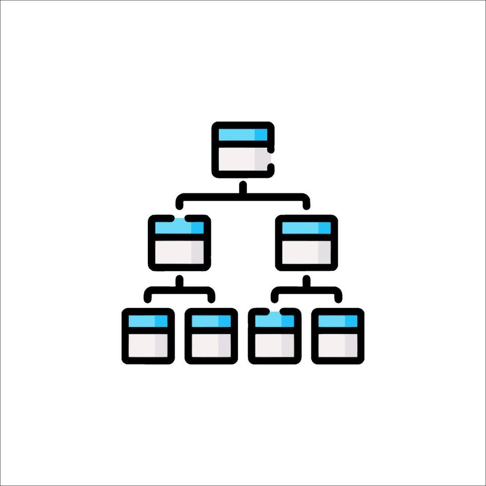 A simple icon of a tree with several boxes vector