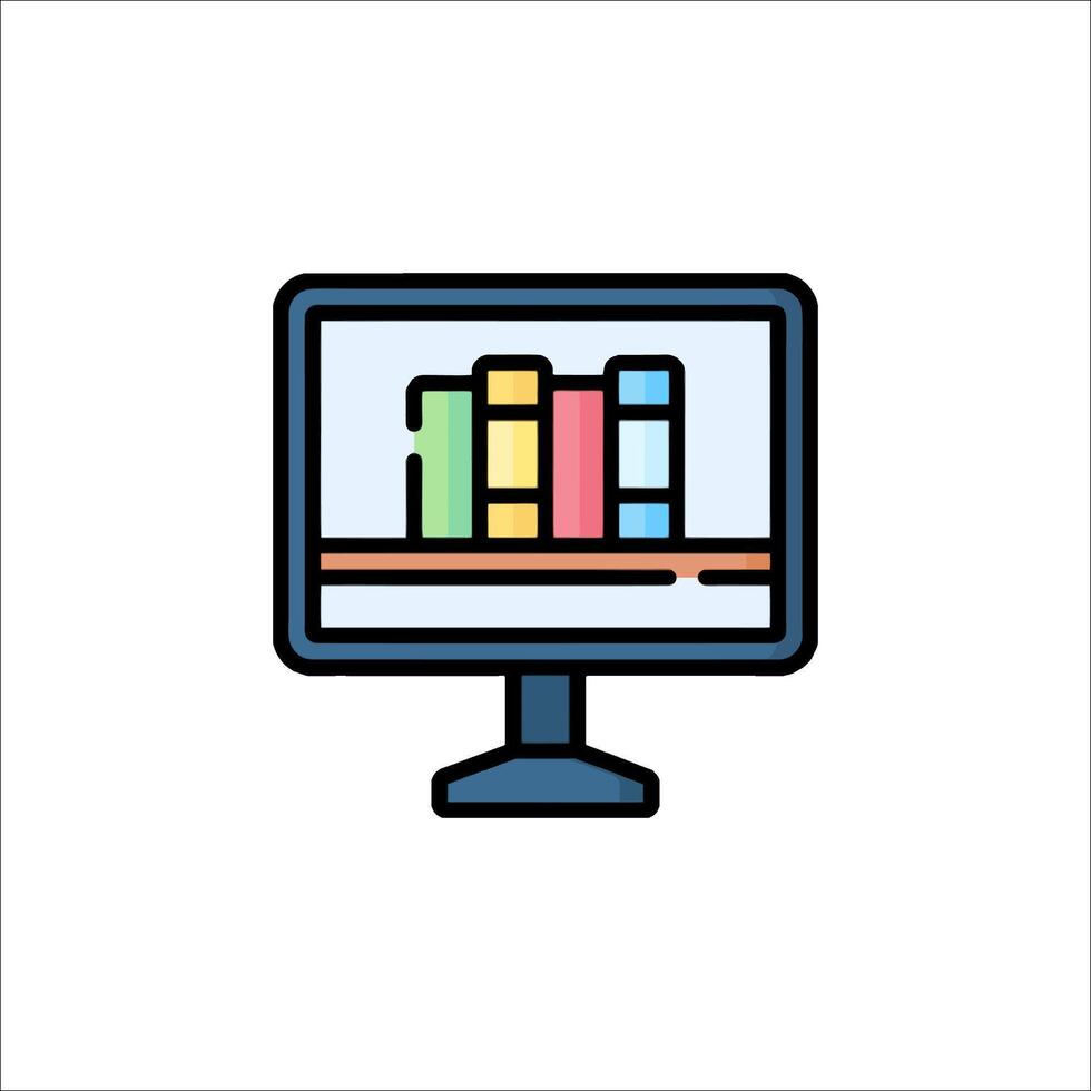 A computer monitor with books on it vector