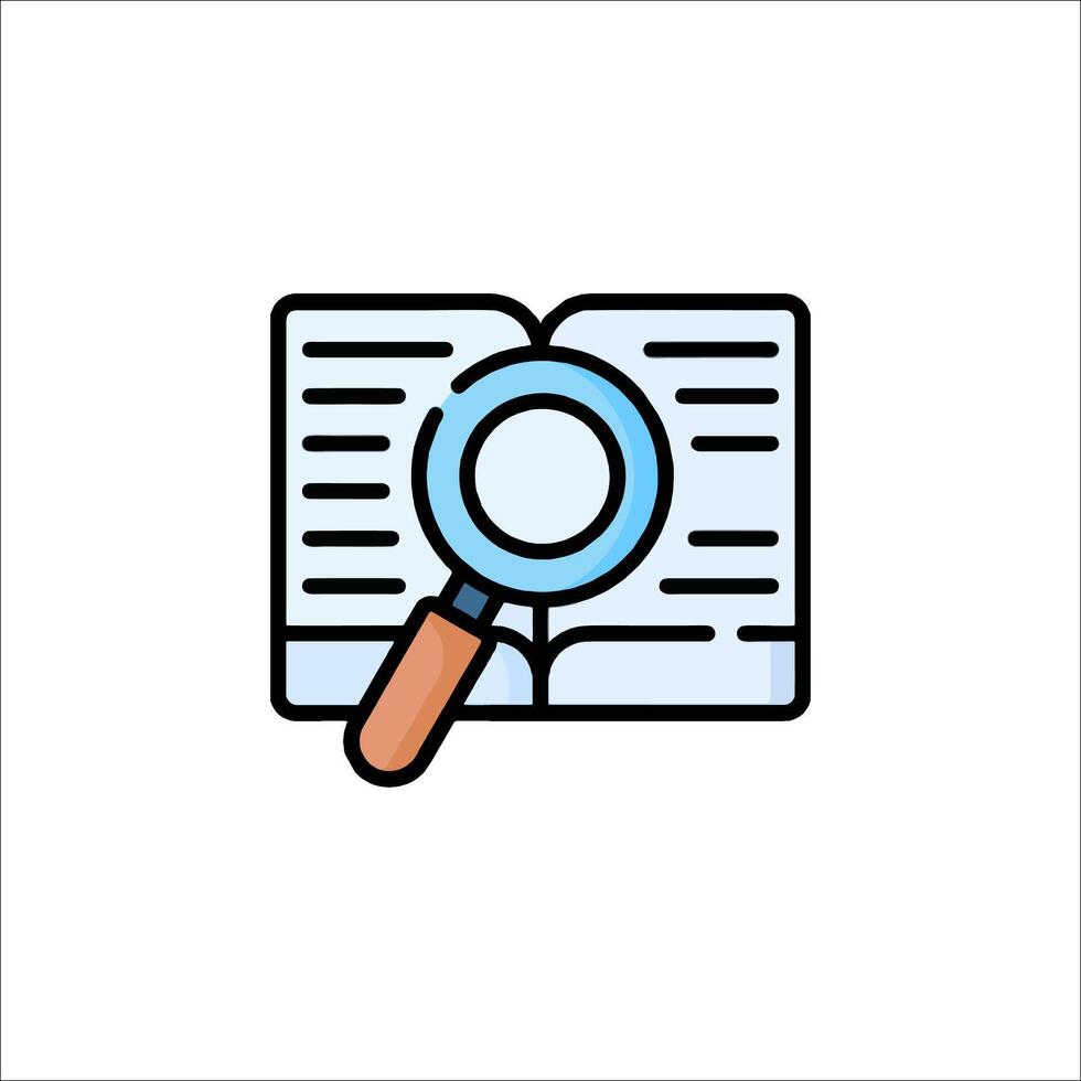 Magnifying book icon illustration vector