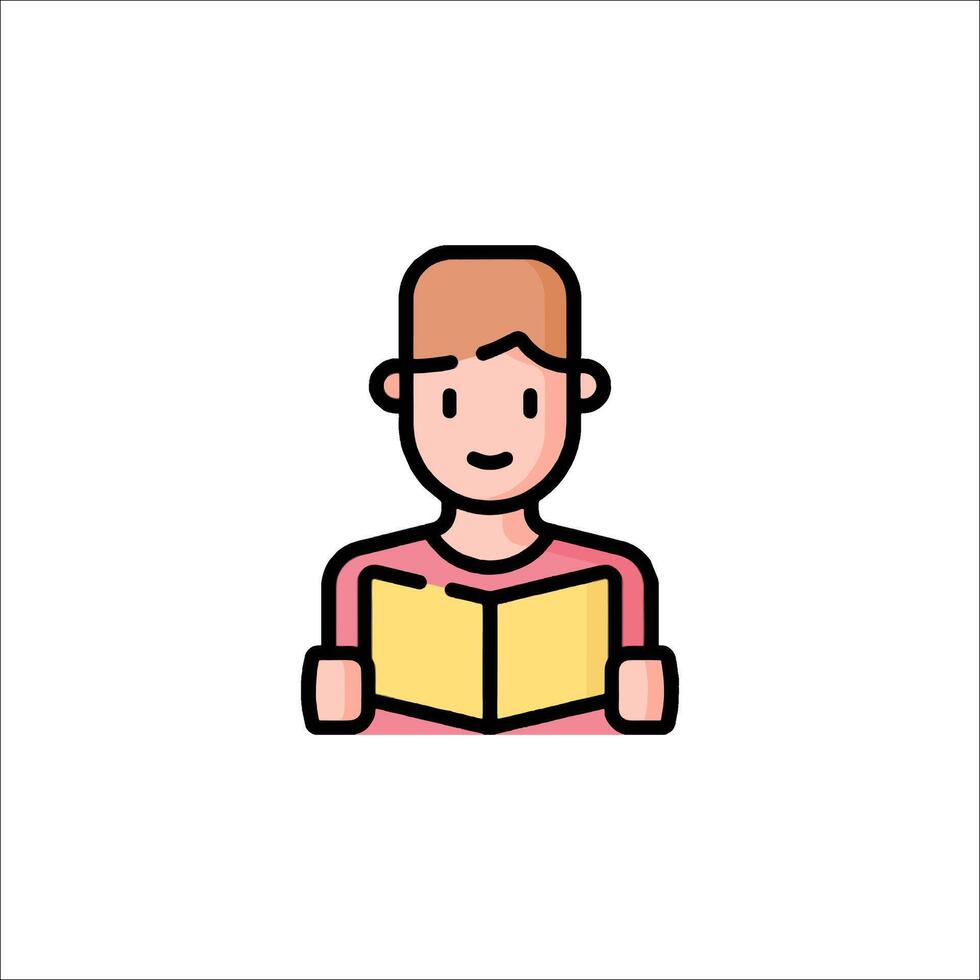 A man reading a book icon vector