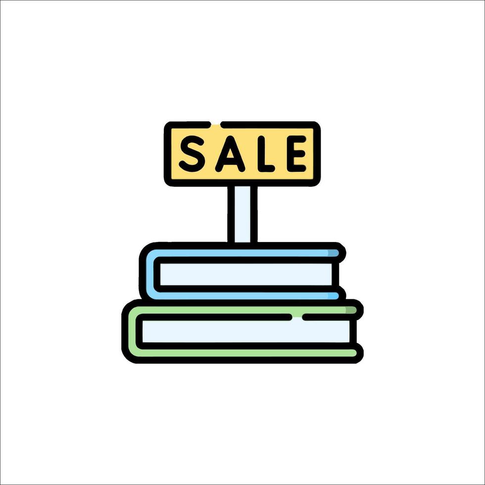 Sale icon on books with a sign on top vector