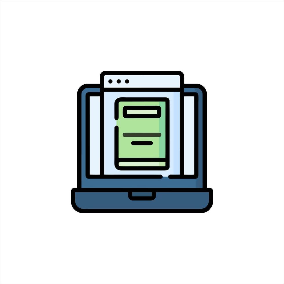 A laptop with a document on it vector