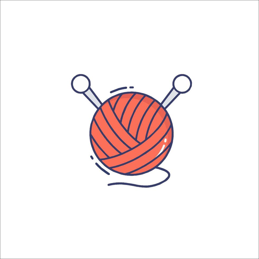 A ball of yarn with two needles on it vector