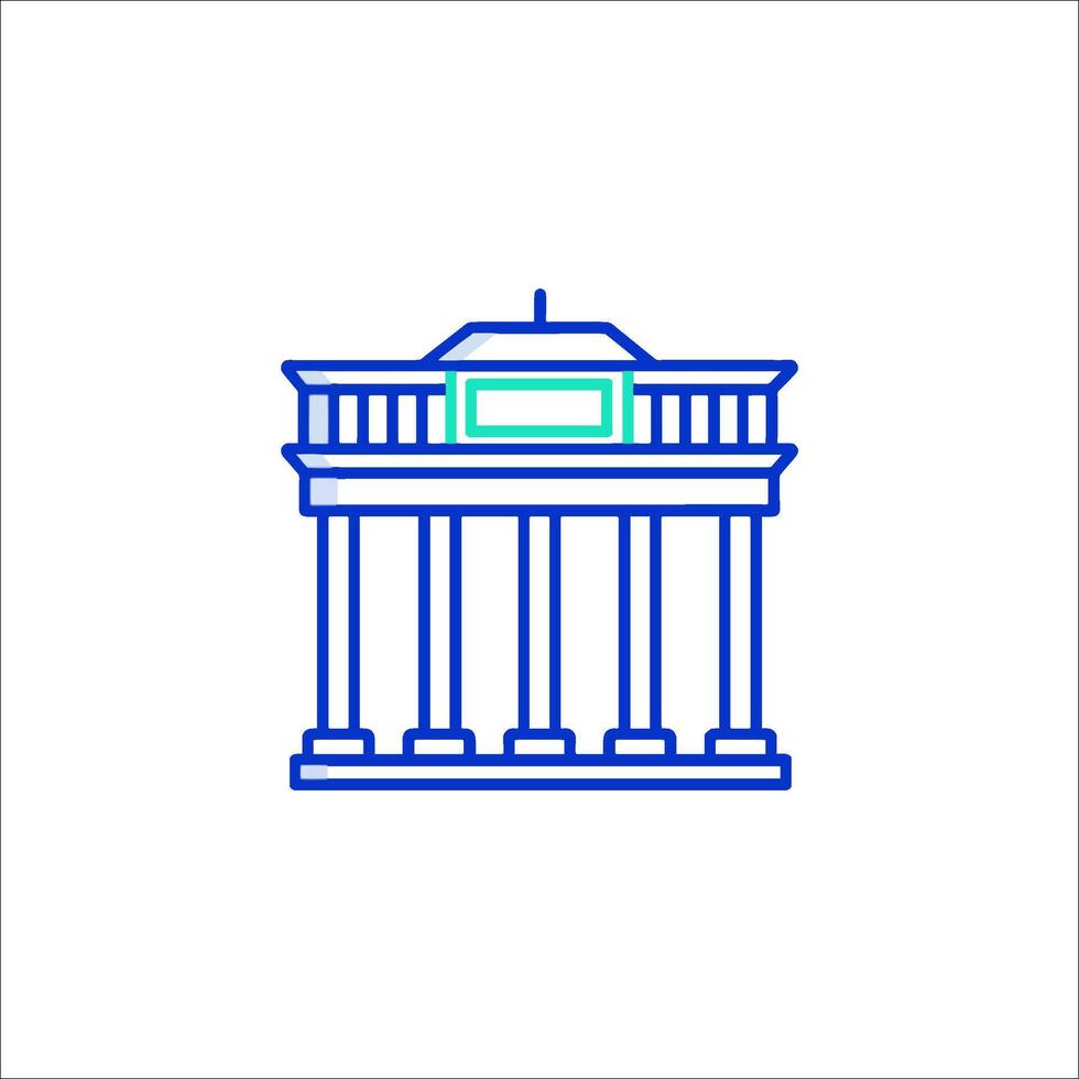 The building is blue and has columns vector