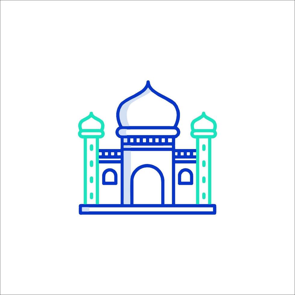 A mosque icon in blue and green vector
