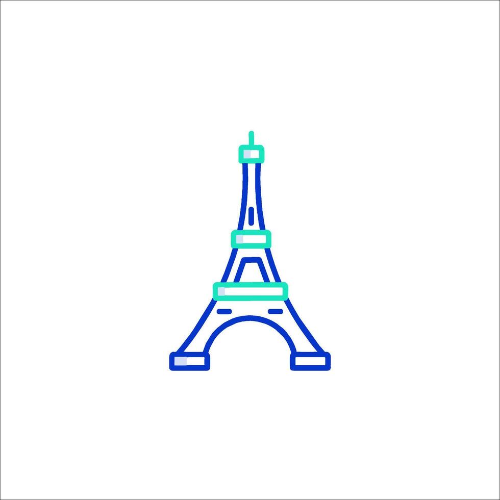 The eiffel tower is shown in blue and green vector