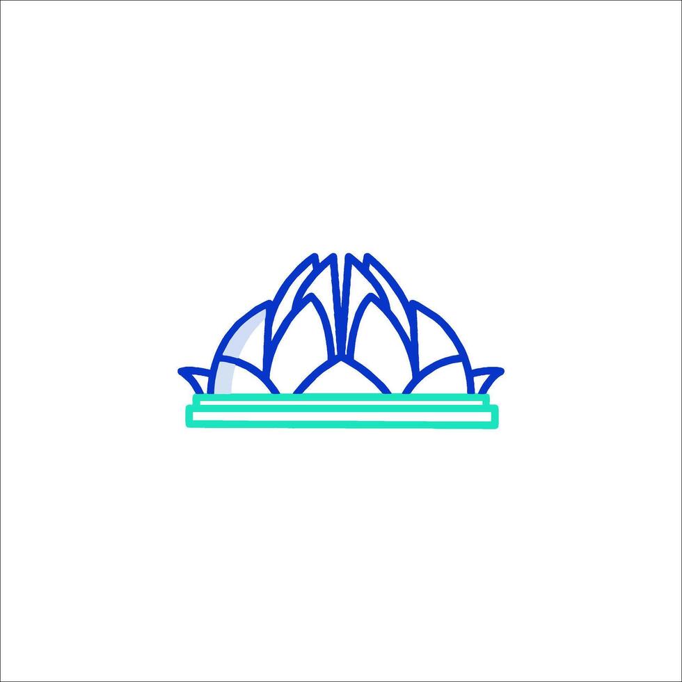 A blue and green lotus flower icon vector