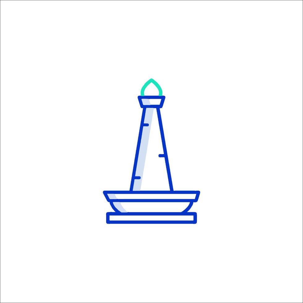 A lighthouse icon with a green light on top vector