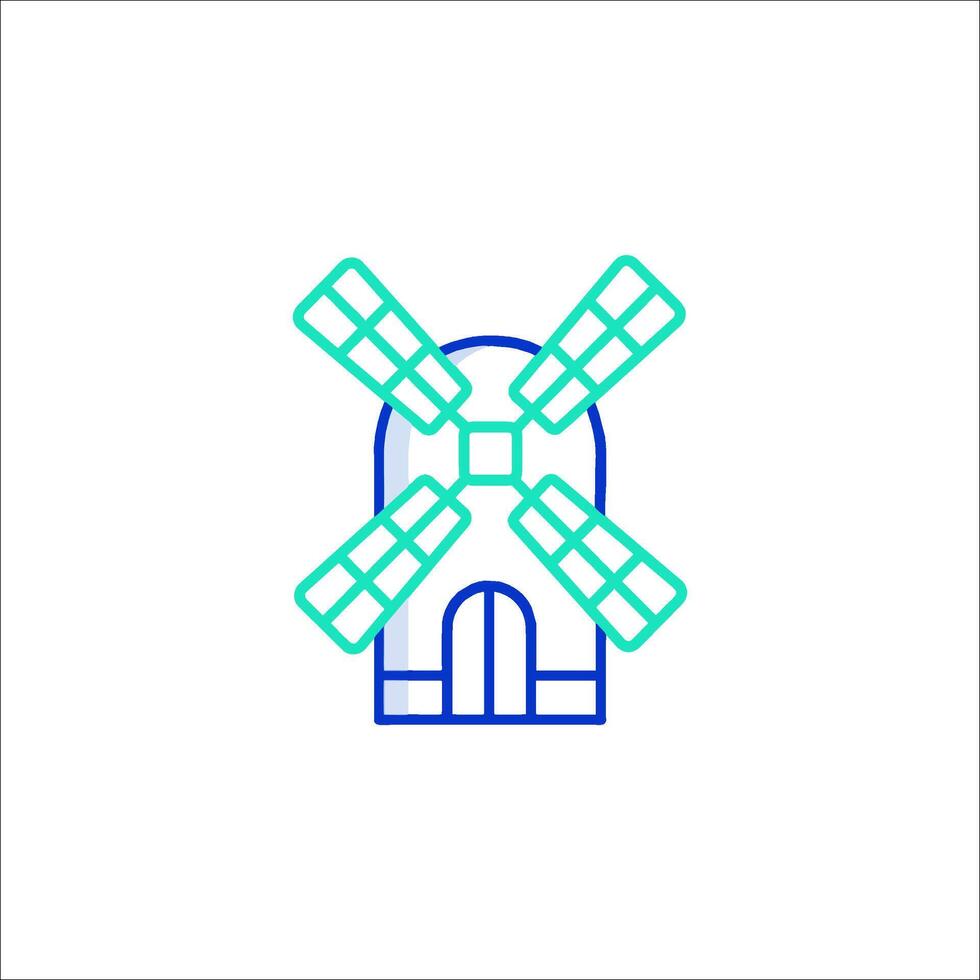 A blue and green windmill icon vector