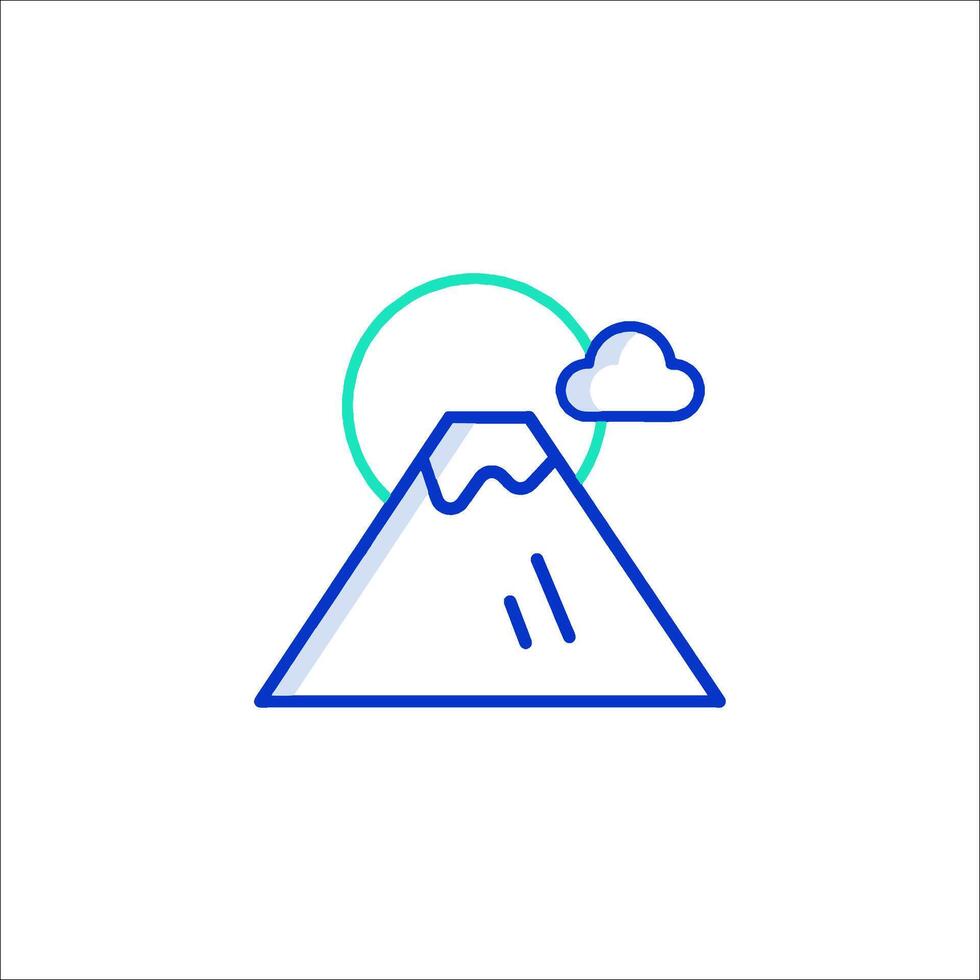 A mountain with clouds and a sun on it vector