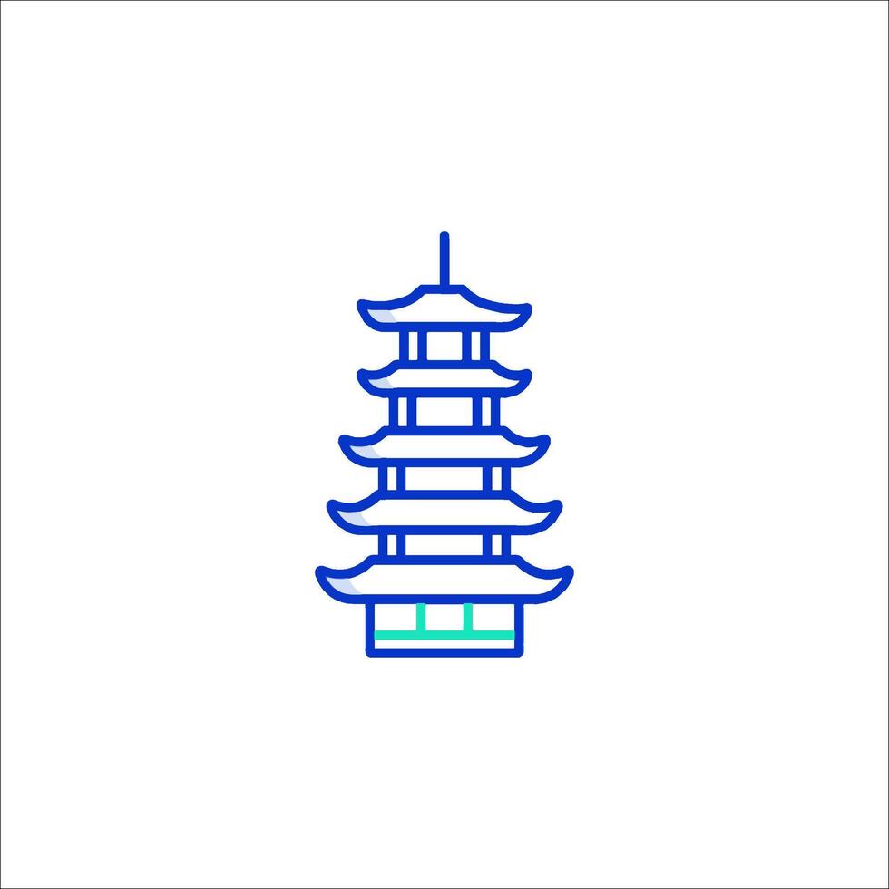 A pagoda icon in blue and white vector