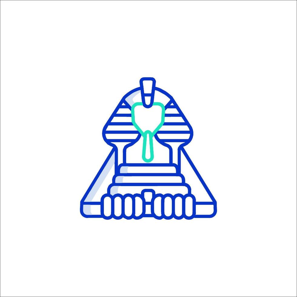 The pharaoh's head is shown in blue and green vector