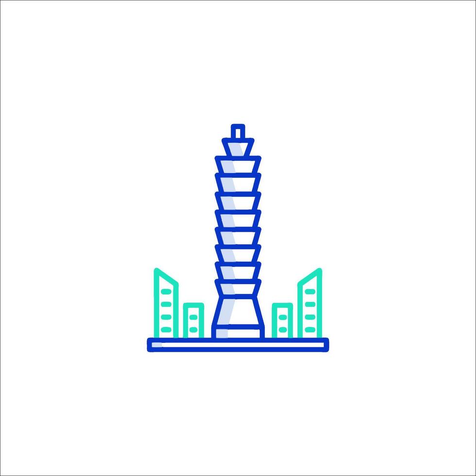 Taipei city skyline line icon vector