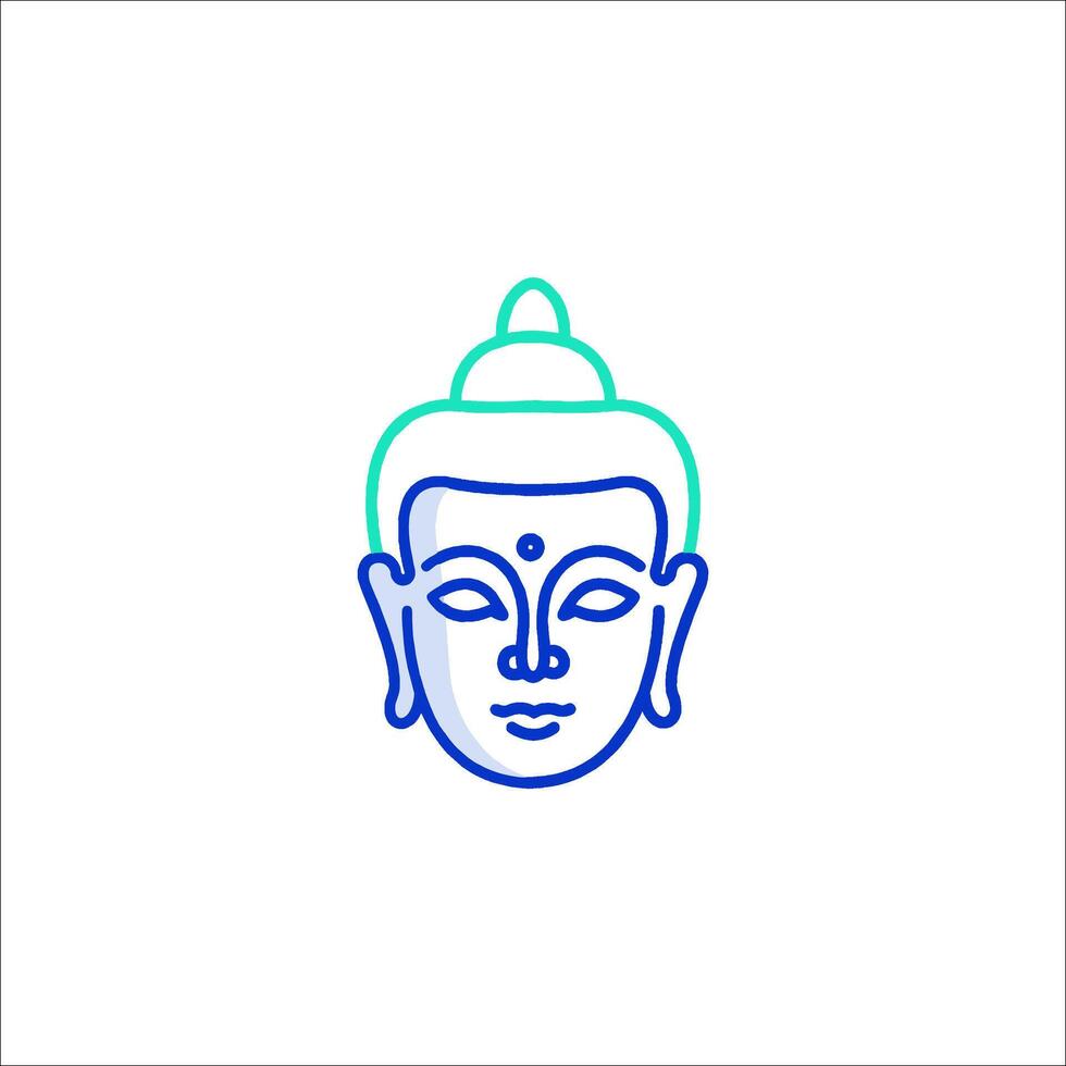 Buddha head icon in blue and green vector
