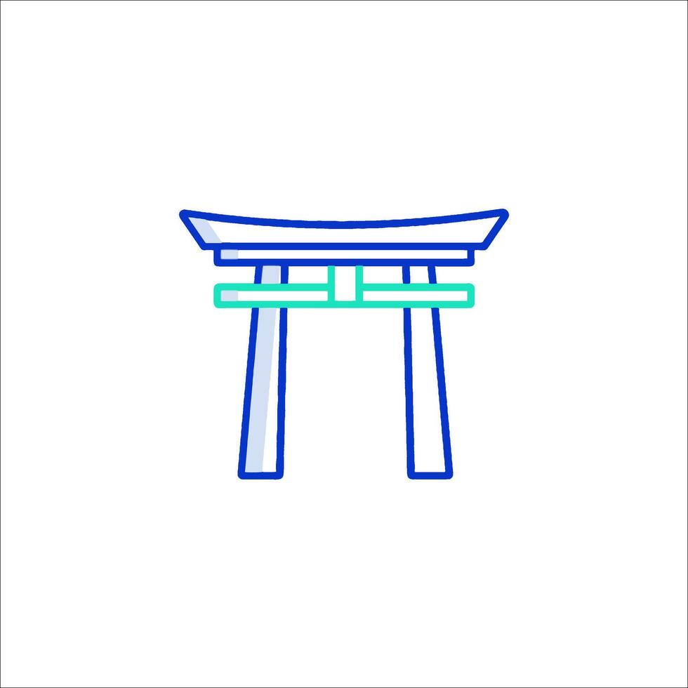 Japanese tori gate line icon vector