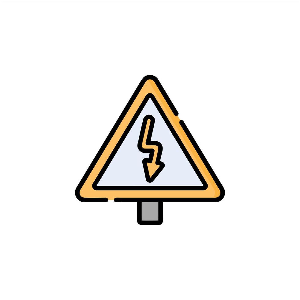 A yellow triangle with a lightning bolt on it vector