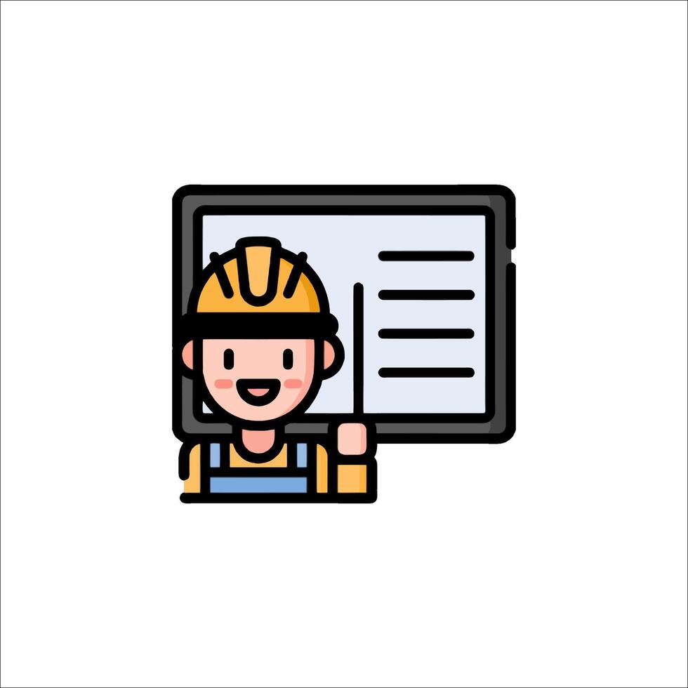 A construction worker holding a clipboard vector