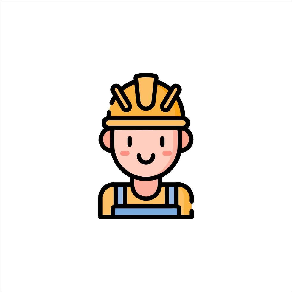 A construction worker icon with a hat and overalls vector
