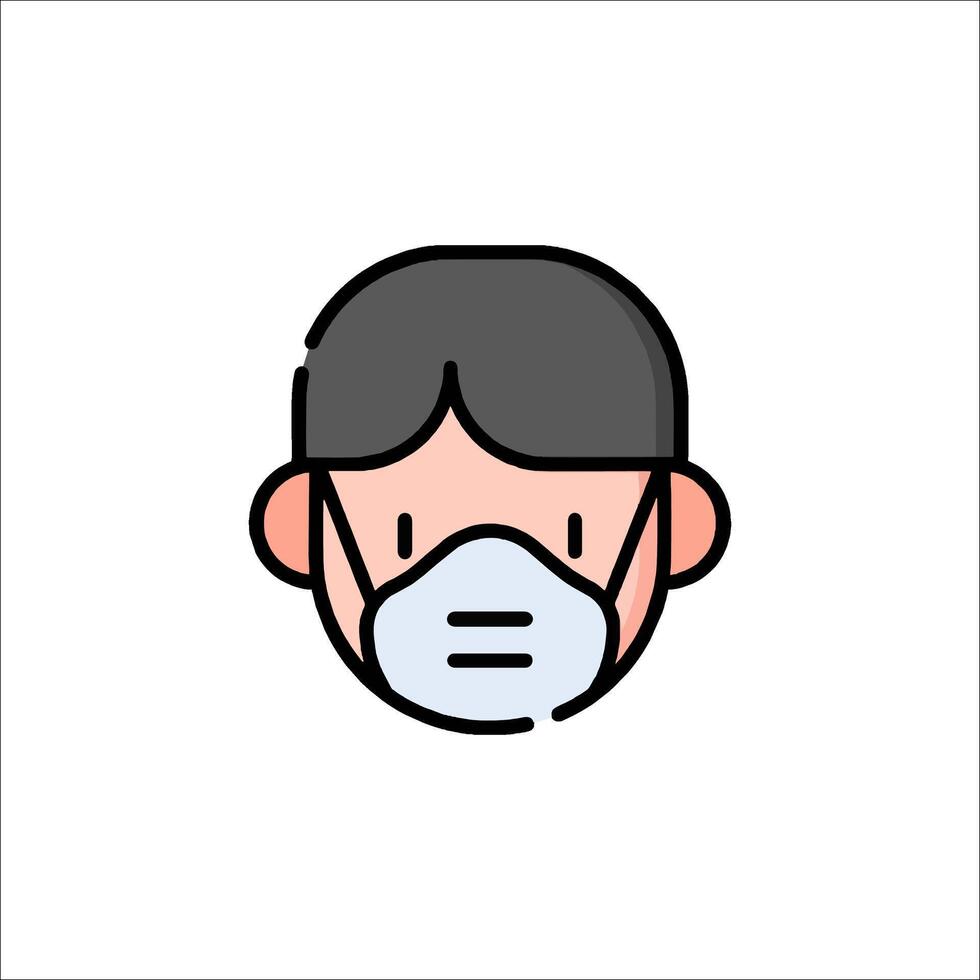A man wearing a surgical mask on his face vector