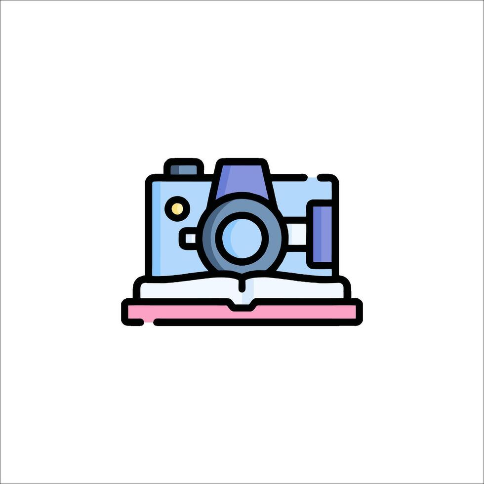 A camera icon on a book vector