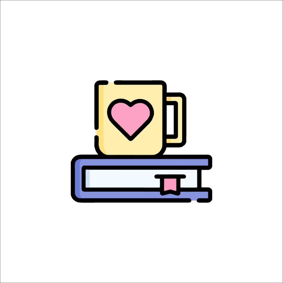 A cup of coffee and books on a white background vector