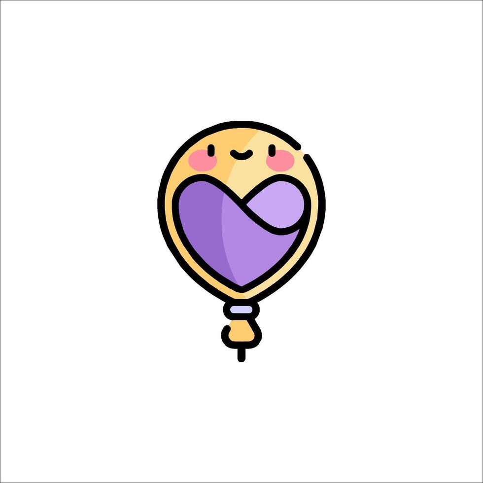 A cute little purple balloon with a heart on it vector