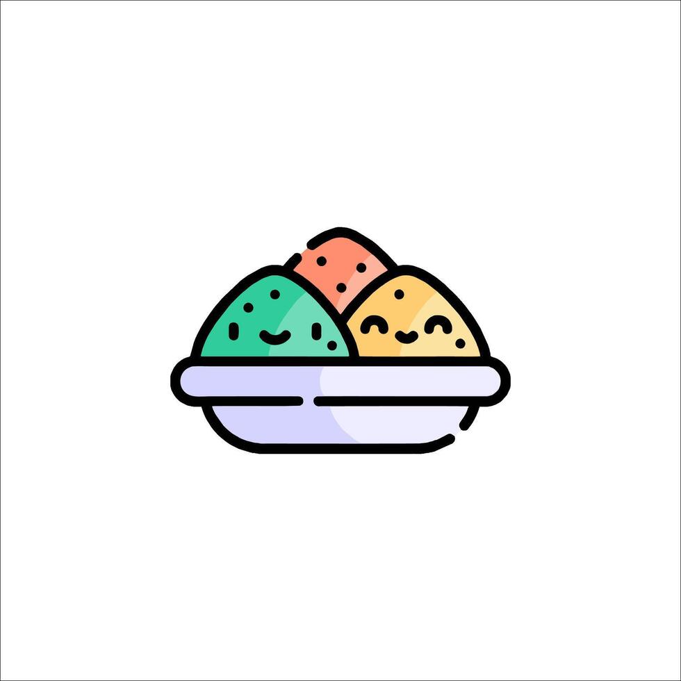 A colorful bowl with two different colored ice cream vector