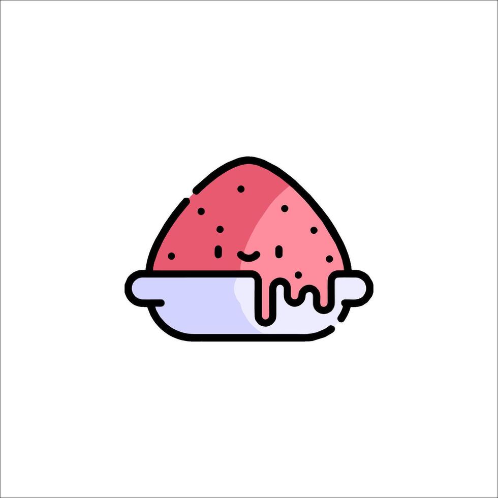 A watermelon with a spoon in it is shown in a flat design vector