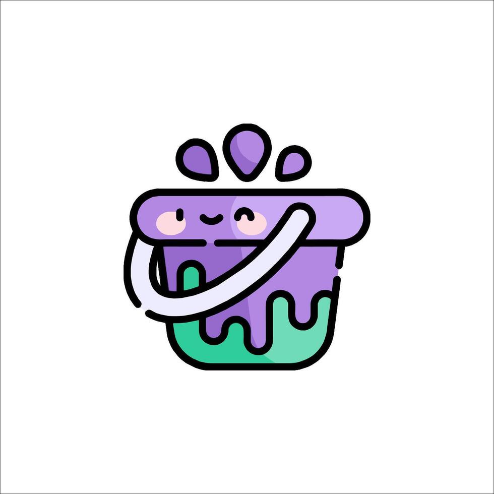 A purple bucket with a smiley face on it vector