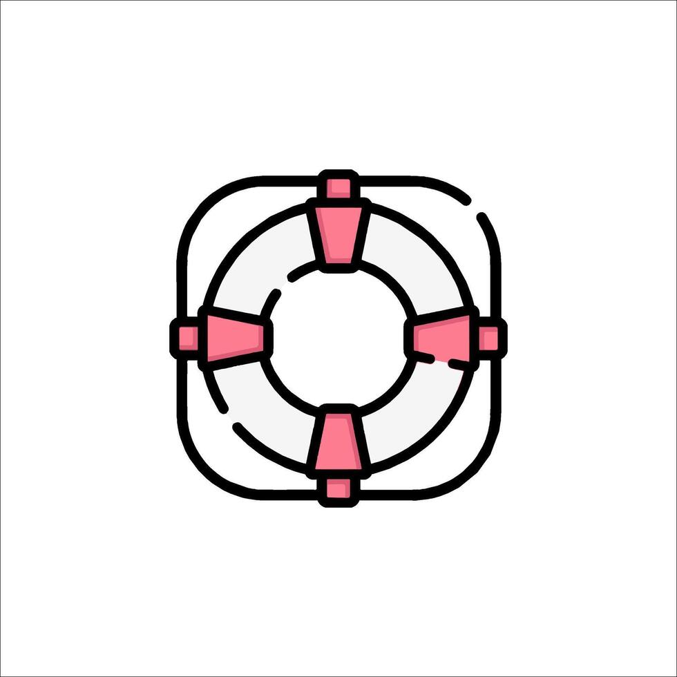 A life preserver icon in a square shape vector